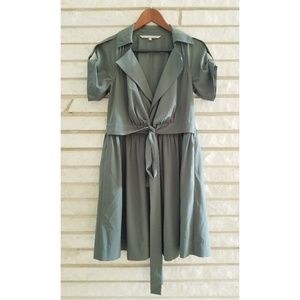 Rachel Roy Green Collared Waist Tie Dress
